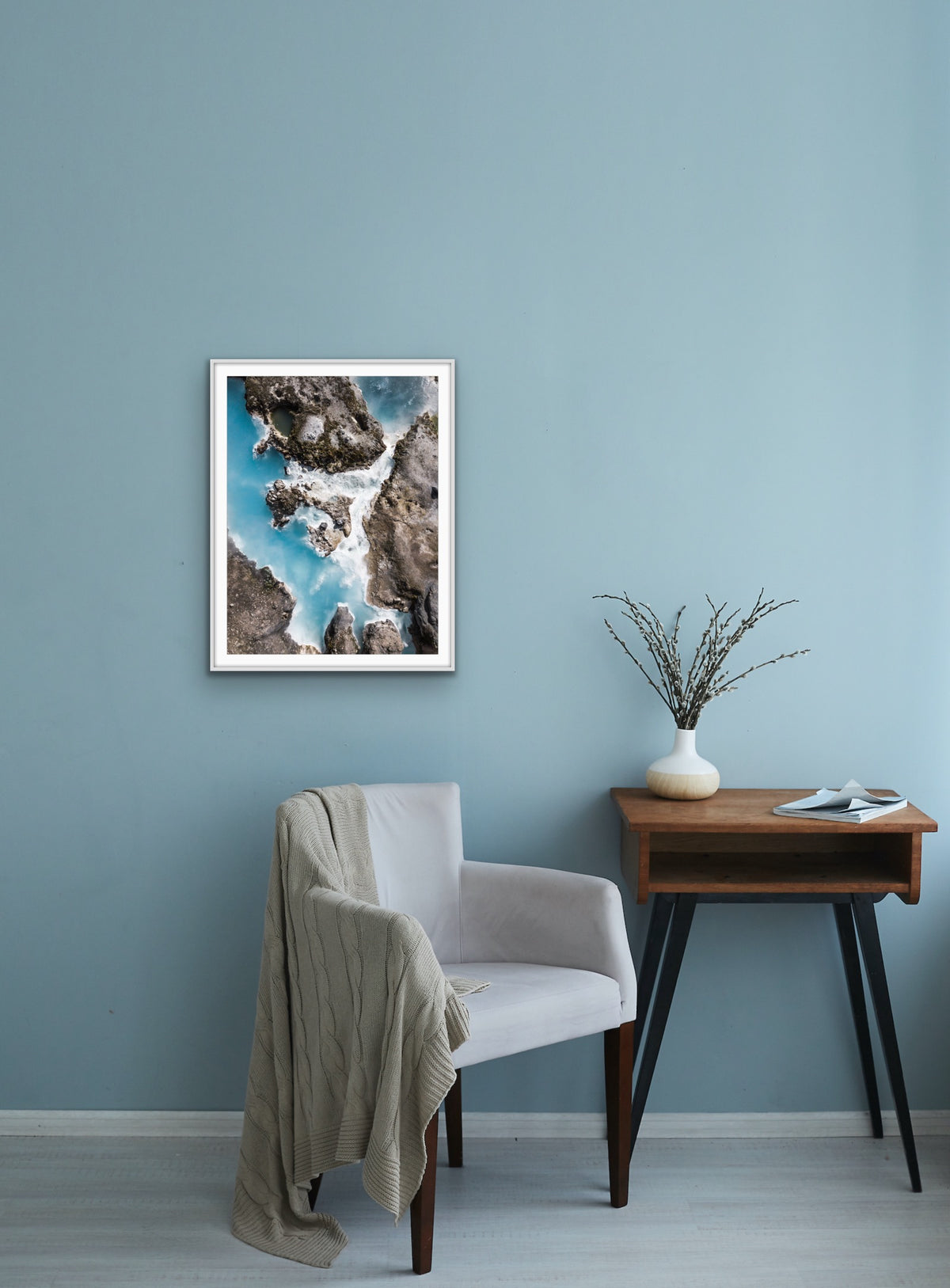 Hot Spring – Aerial Geothermal Pool Photography Framed Print