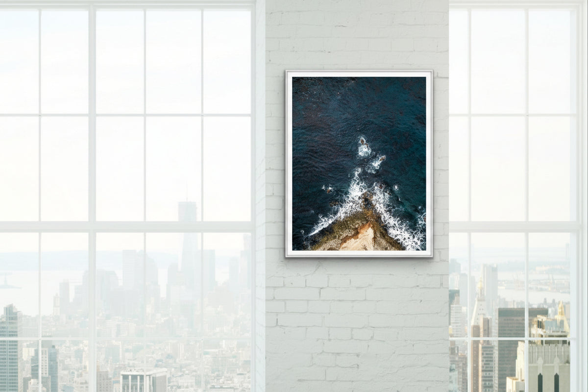 Cape Point – Aerial Coastal Wave Photography Framed Print