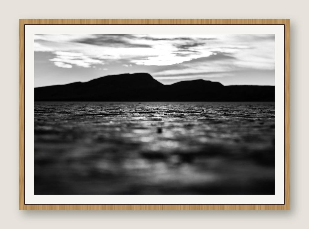 Dry Lakebed, Black and White - Maple Frame