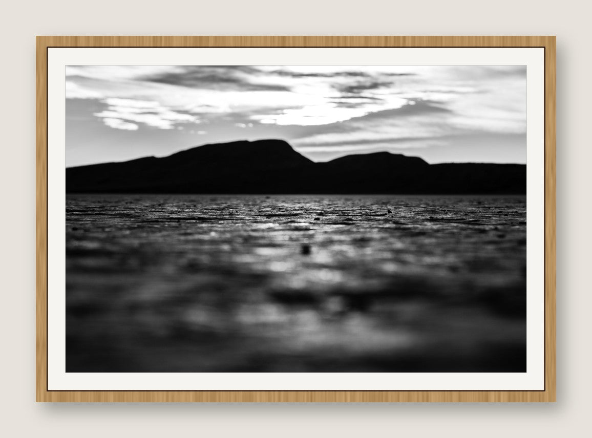 Dry Lakebed, Black and White - Maple Frame