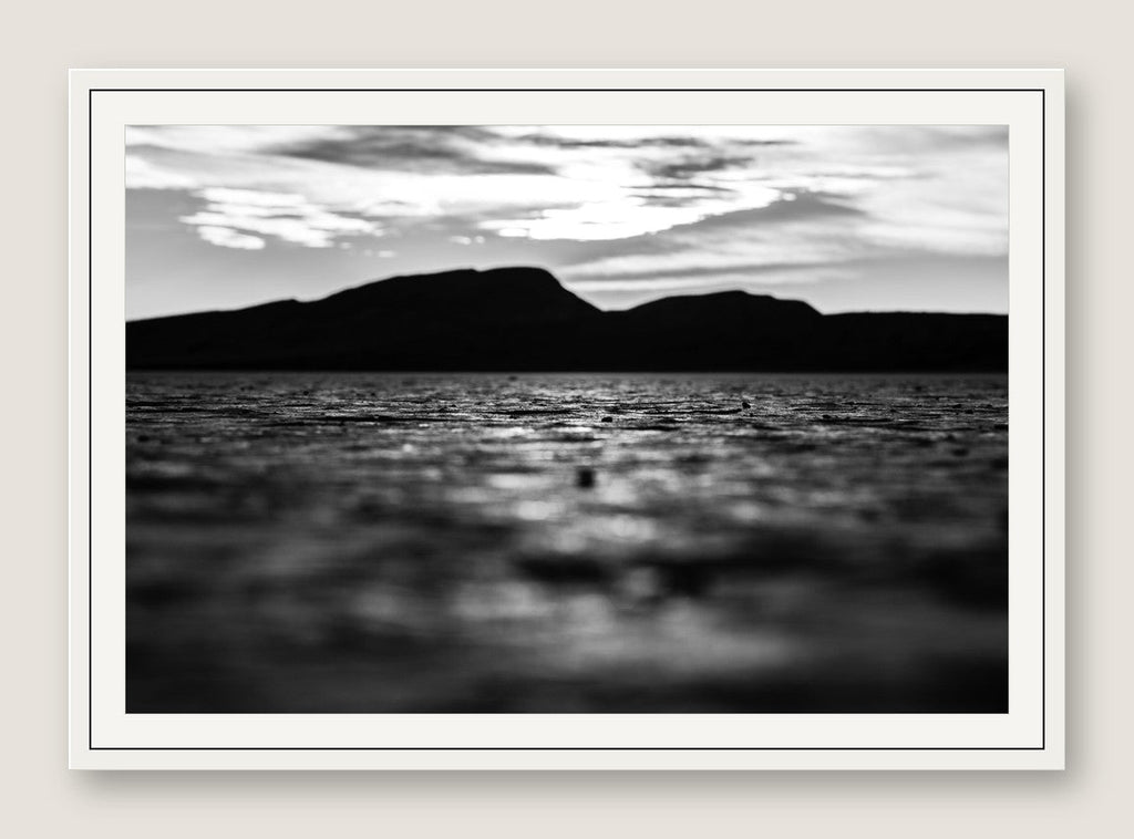 Dry Lakebed, Black and White - White Frame