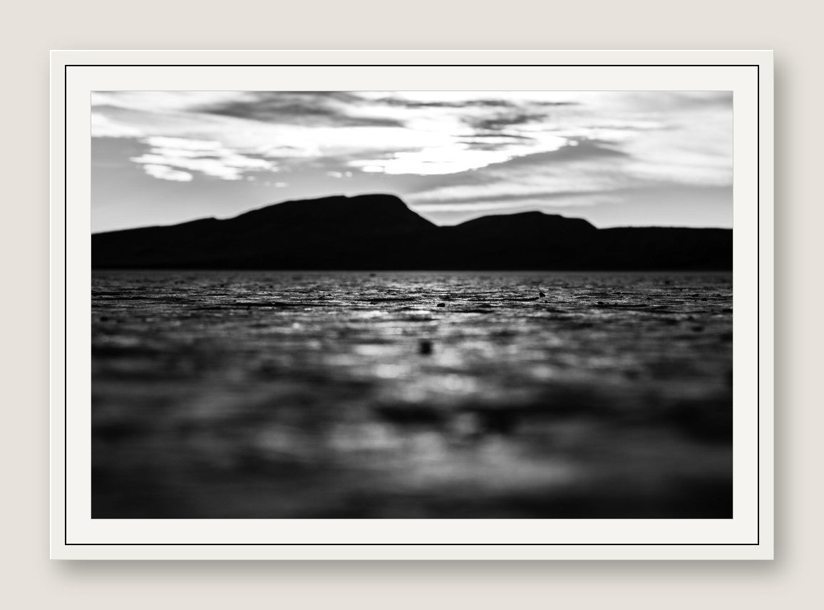 Dry Lakebed, Black and White - White Frame