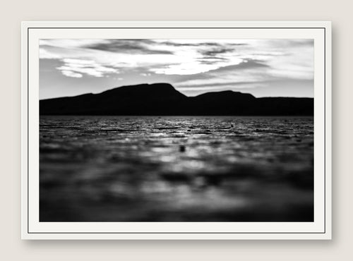 Dry Lakebed, Black and White - White Frame