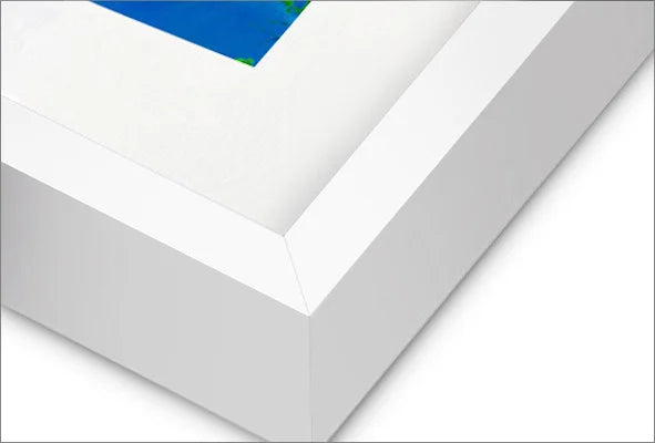Matte White 1" x 2.25" solid wood frame - corner detail