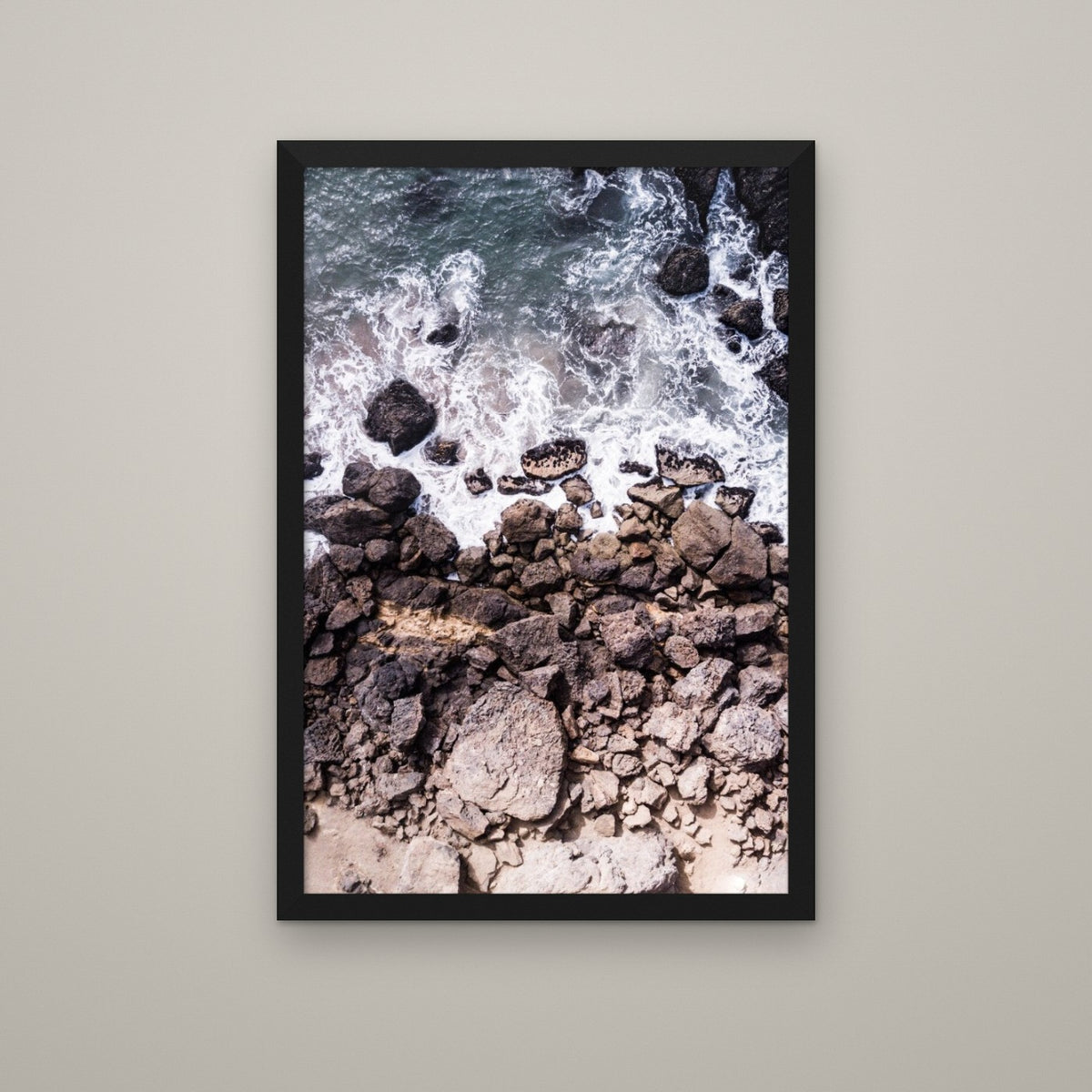 From Above III: Rocky Shore - Matte Black frame, no mat (8x12 & 12x18)