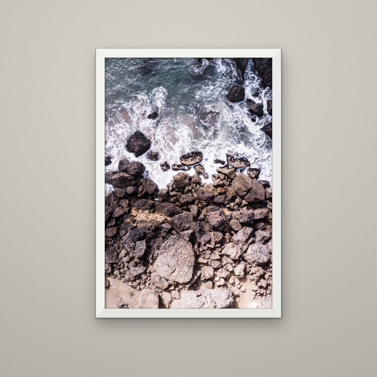 From Above III: Rocky Shore - Matte White frame, no mat (8x12 & 12x18)