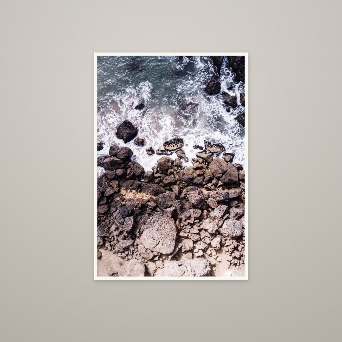 From Above III: Rocky Shore - Unframed print with 0.25" white border