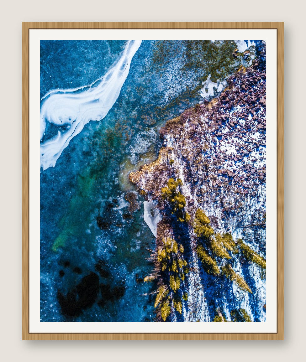 Frozen Glacier Water IV - Maple Frame