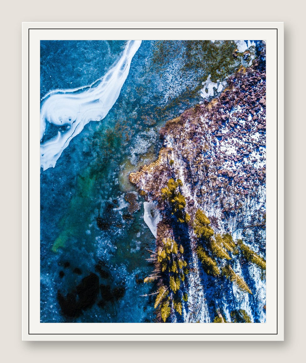 Frozen Glacier Water IV - White Frame