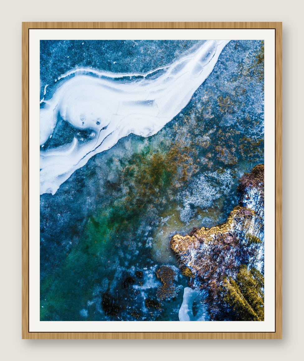 Frozen Glacier Water V - Maple Frame
