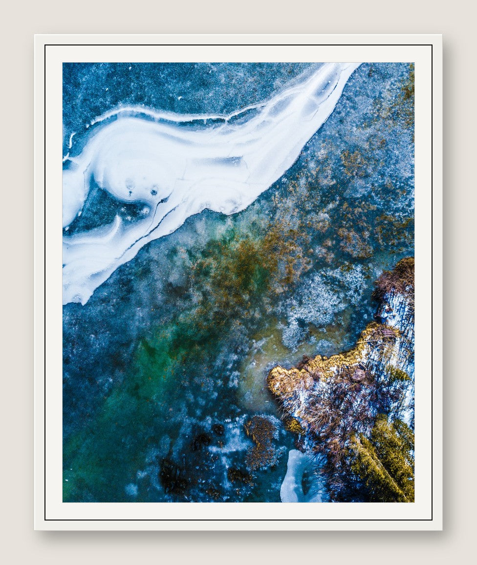 Frozen Glacier Water V - White Frame