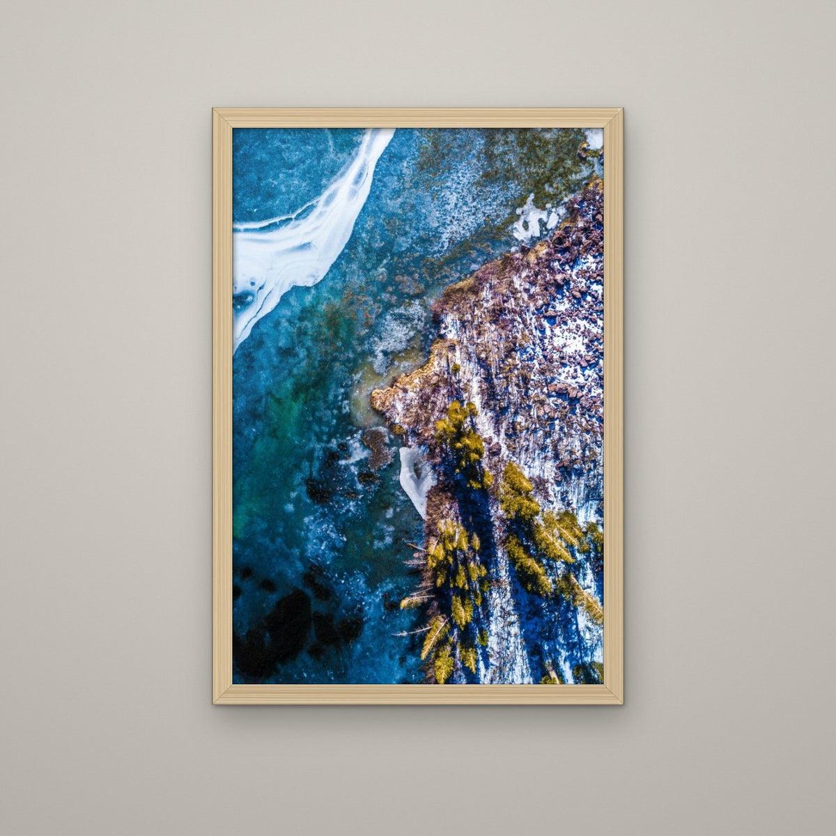 Frozen Glacier Water IV - Matte Maple frame, no mat (8x12 & 12x18)