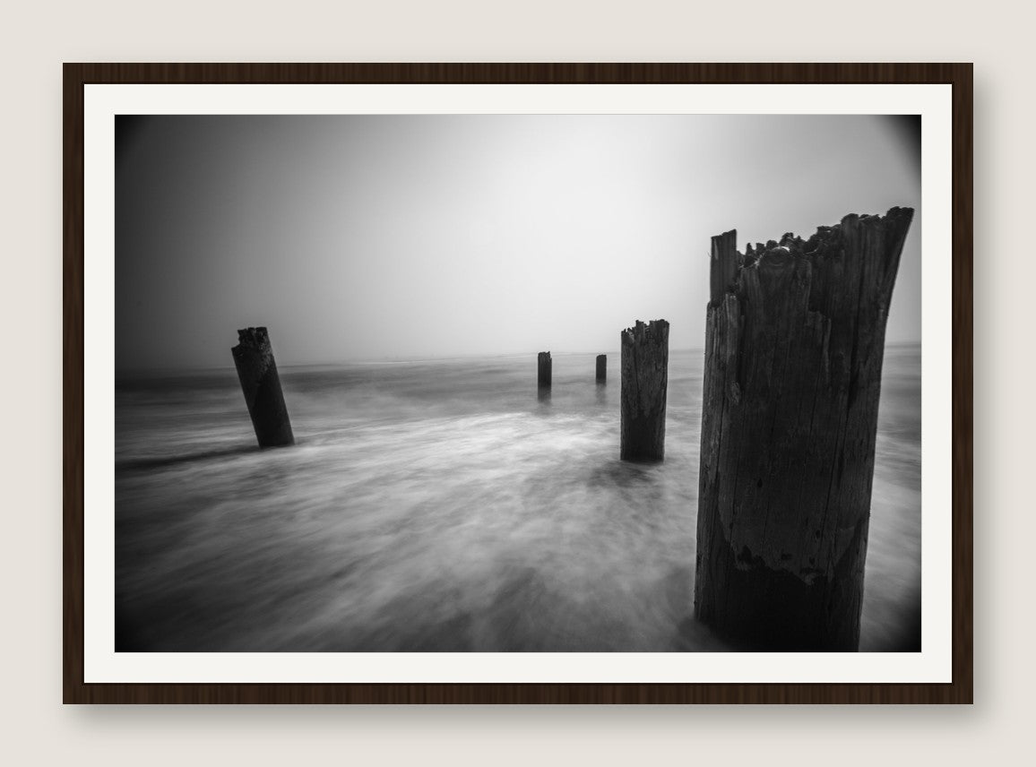 Old Pilings, Long Exposure - Espresso Frame