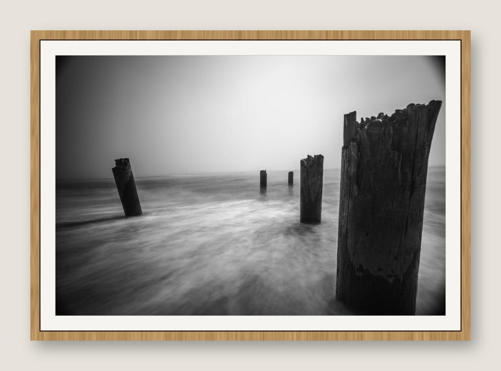Old Pilings, Long Exposure - Maple Frame