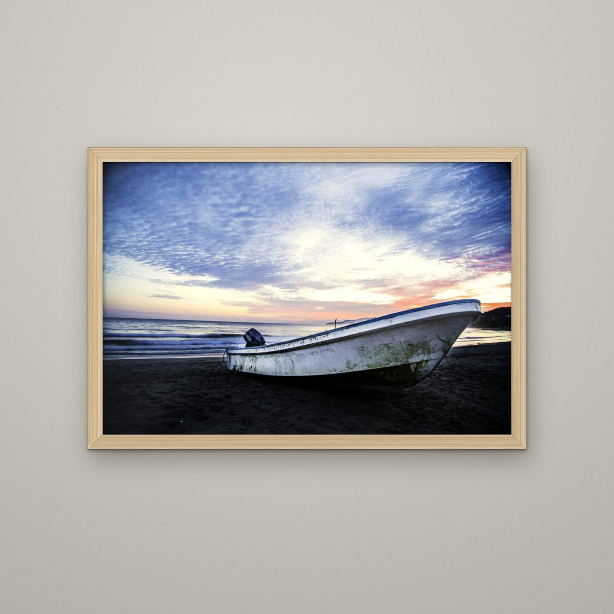 Panga at Sunset, Baja - Matte Maple frame, no mat (8x12 & 12x18)
