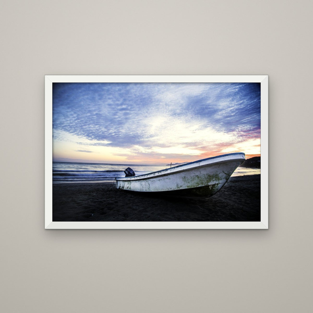 Panga at Sunset, Baja - Matte White frame, no mat (8x12 & 12x18)