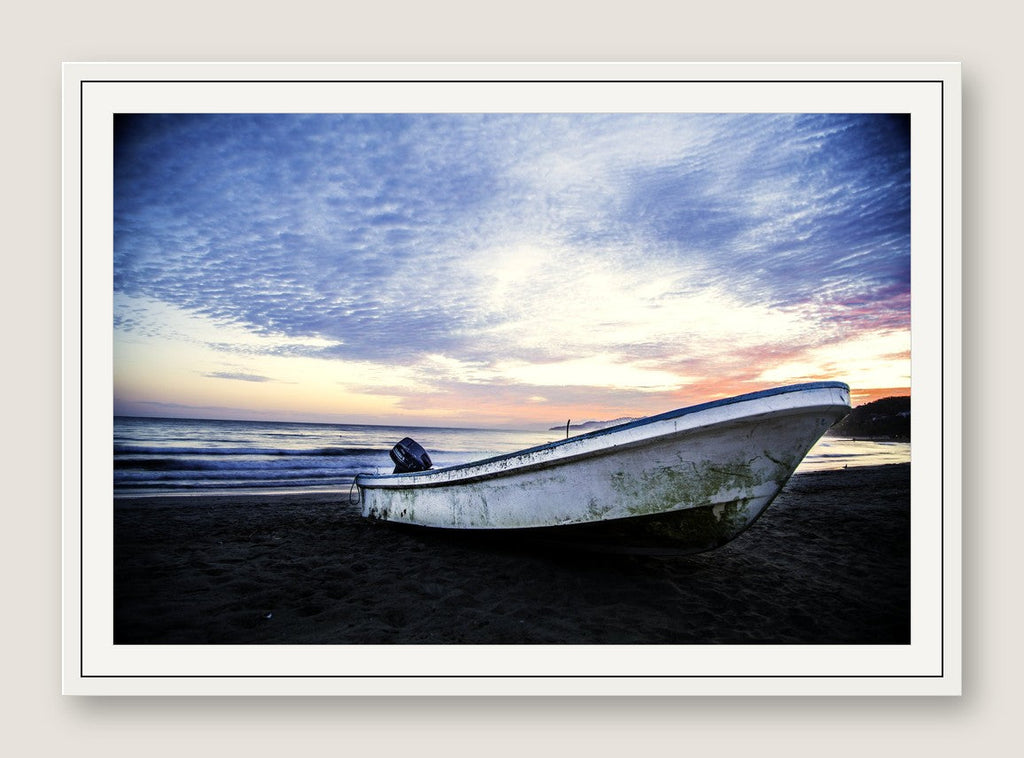 Panga at Sunset, Baja - White Frame