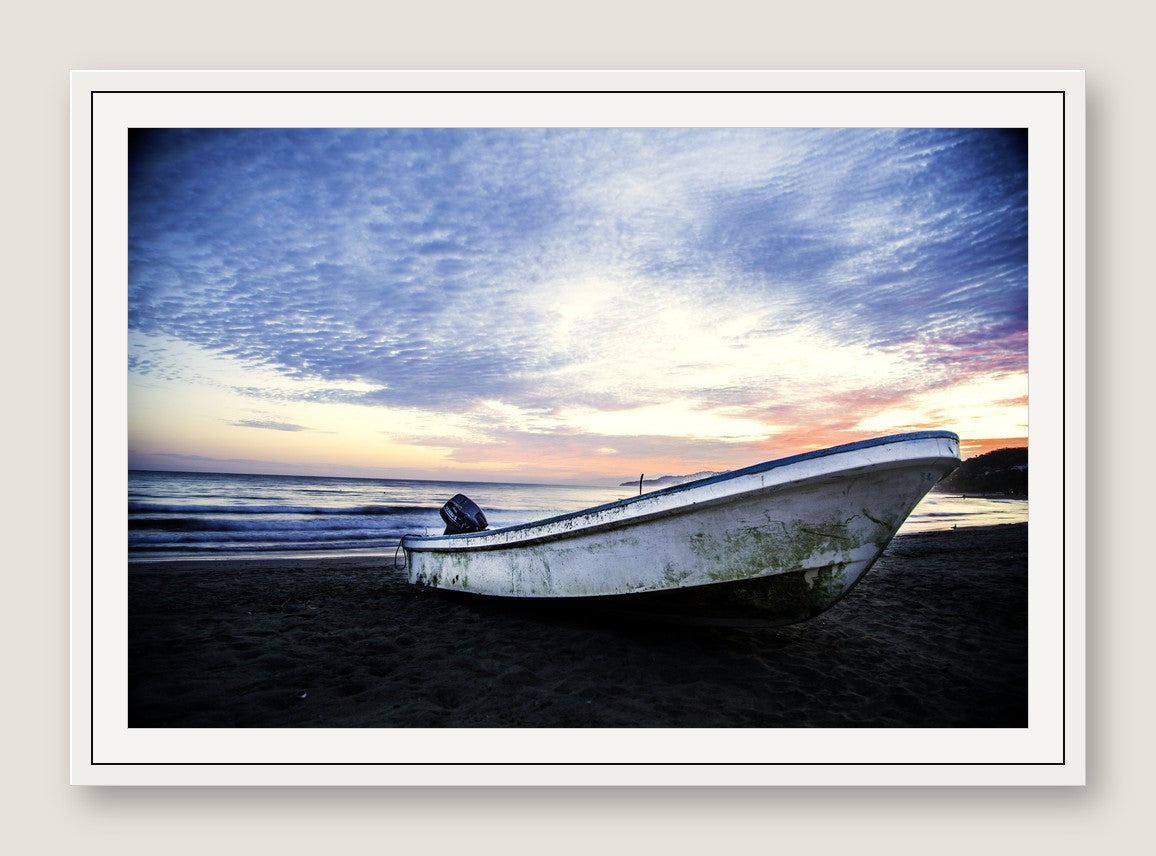 Panga at Sunset, Baja - White Frame