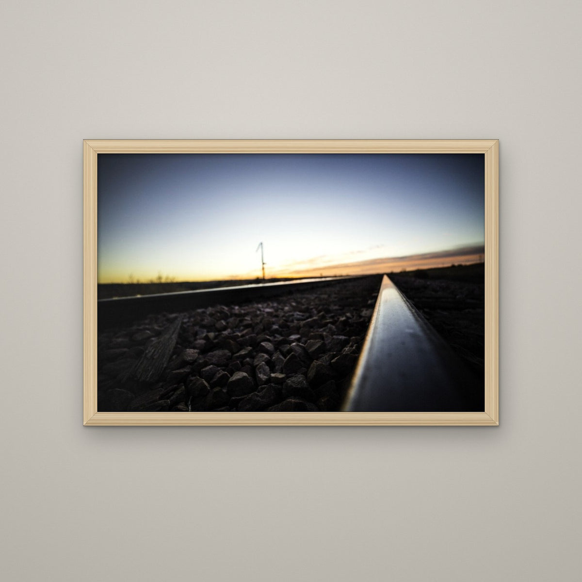 Railroad Tracks at Sunset - Matte Maple frame, no mat (8x12 & 12x18)
