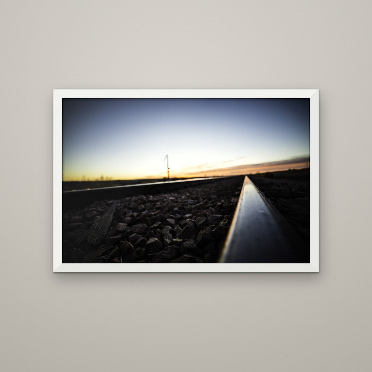 Railroad Tracks at Sunset - Matte White frame, no mat (8x12 & 12x18)