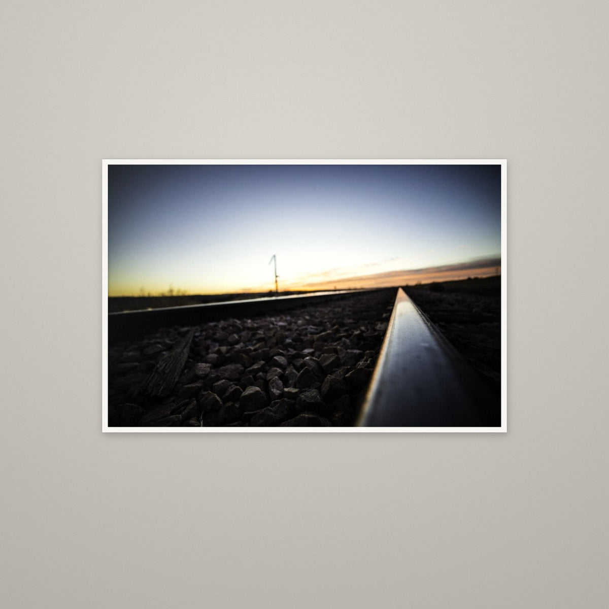 Railroad Tracks at Sunset - Unframed print with 0.25" white border