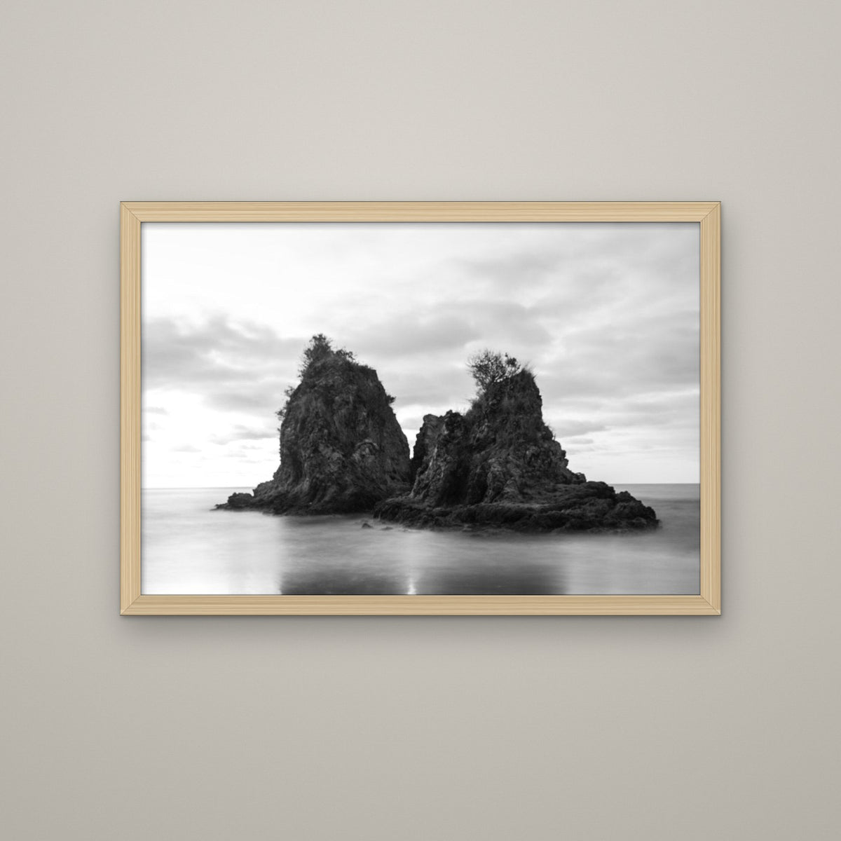 Sea Stacks, Long Exposure - Matte Maple frame, no mat (8x12 & 12x18)