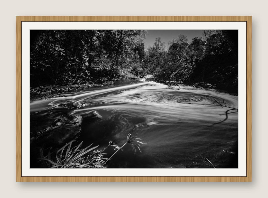 Swirling Stream, Long Exposure - Maple Frame