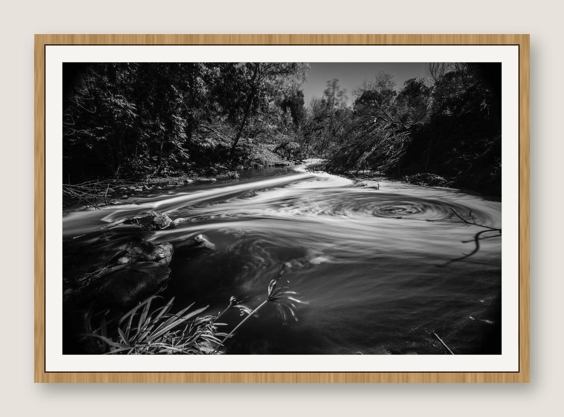 Swirling Stream, Long Exposure - Maple Frame