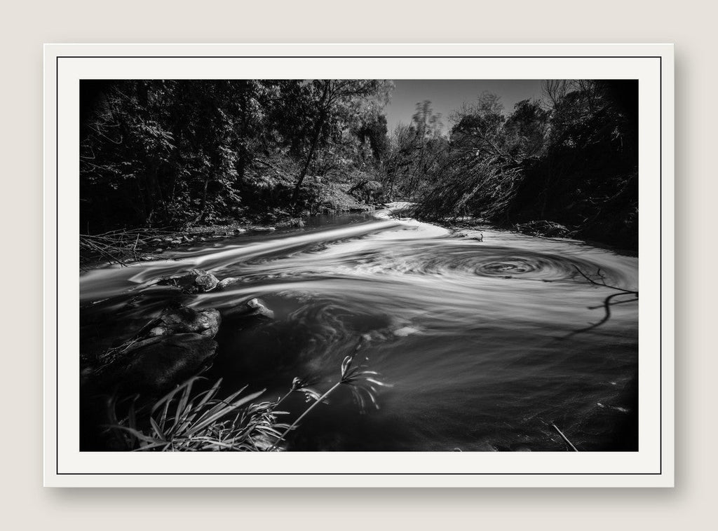 Swirling Stream, Long Exposure - White Frame