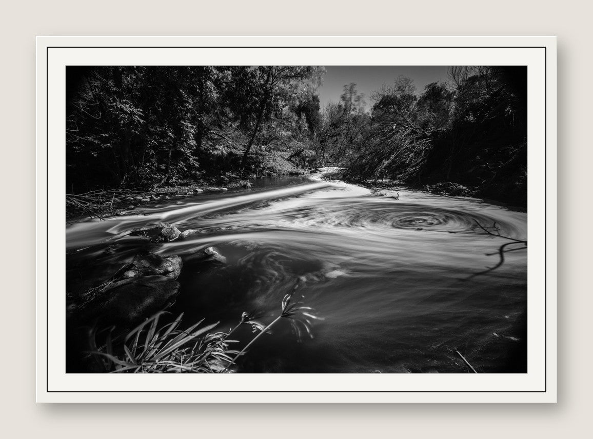 Swirling Stream, Long Exposure - White Frame