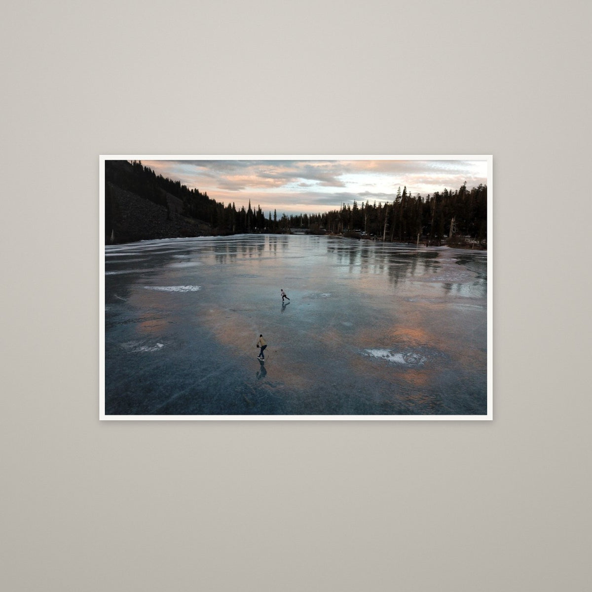 Twilight Pond Hockey - Unframed print with 0.25" white border